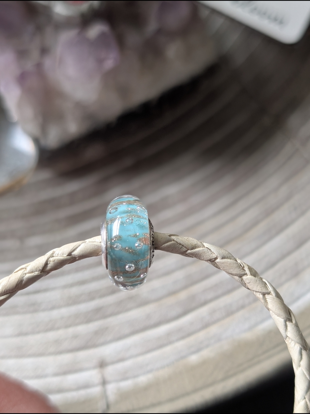 Pandora Retired Sterling Silver Mint Green Glitter Murano 791669